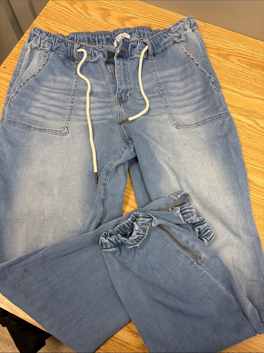 Grace & Lace Light Blue Drawstring Jogger Jeans